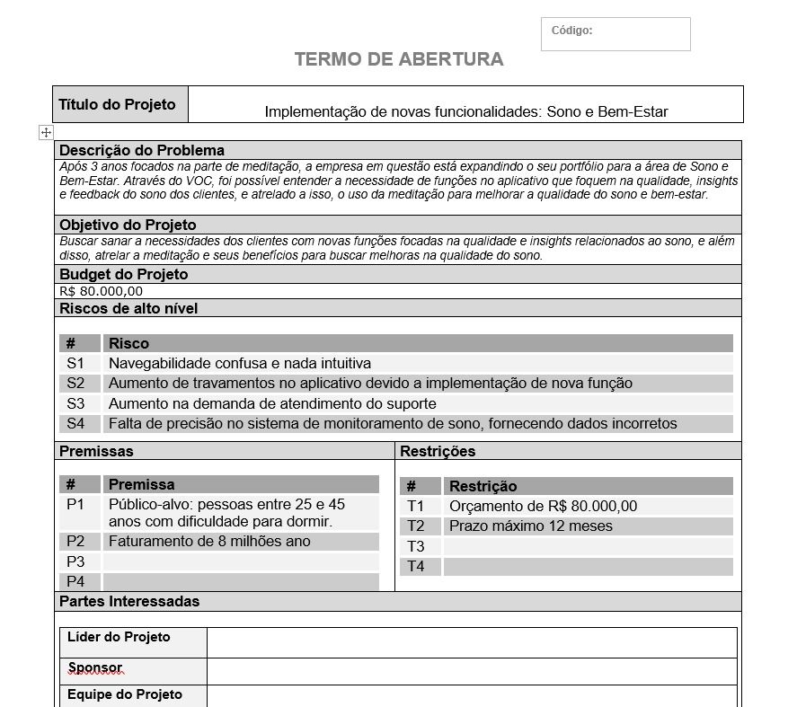 Termo de Abertura do Projeto