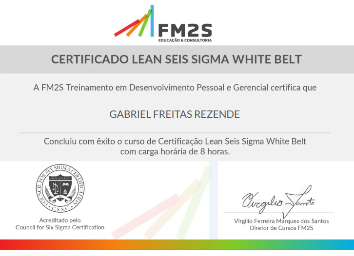 Certificação Lean Seis Sigma White Belt