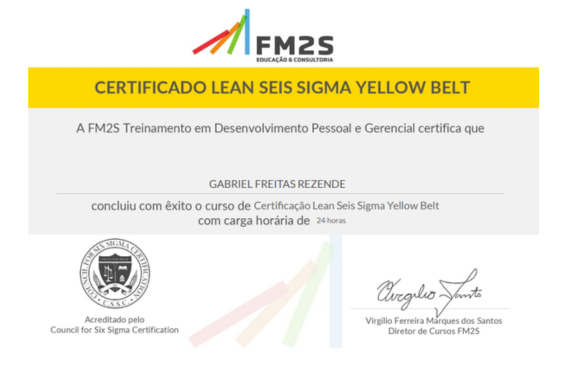 Certificação Lean Seis Sigma Yellow Belt