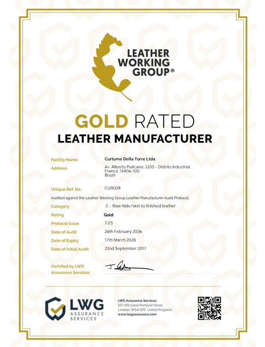 Selo Oficial LWG Gold Medal
